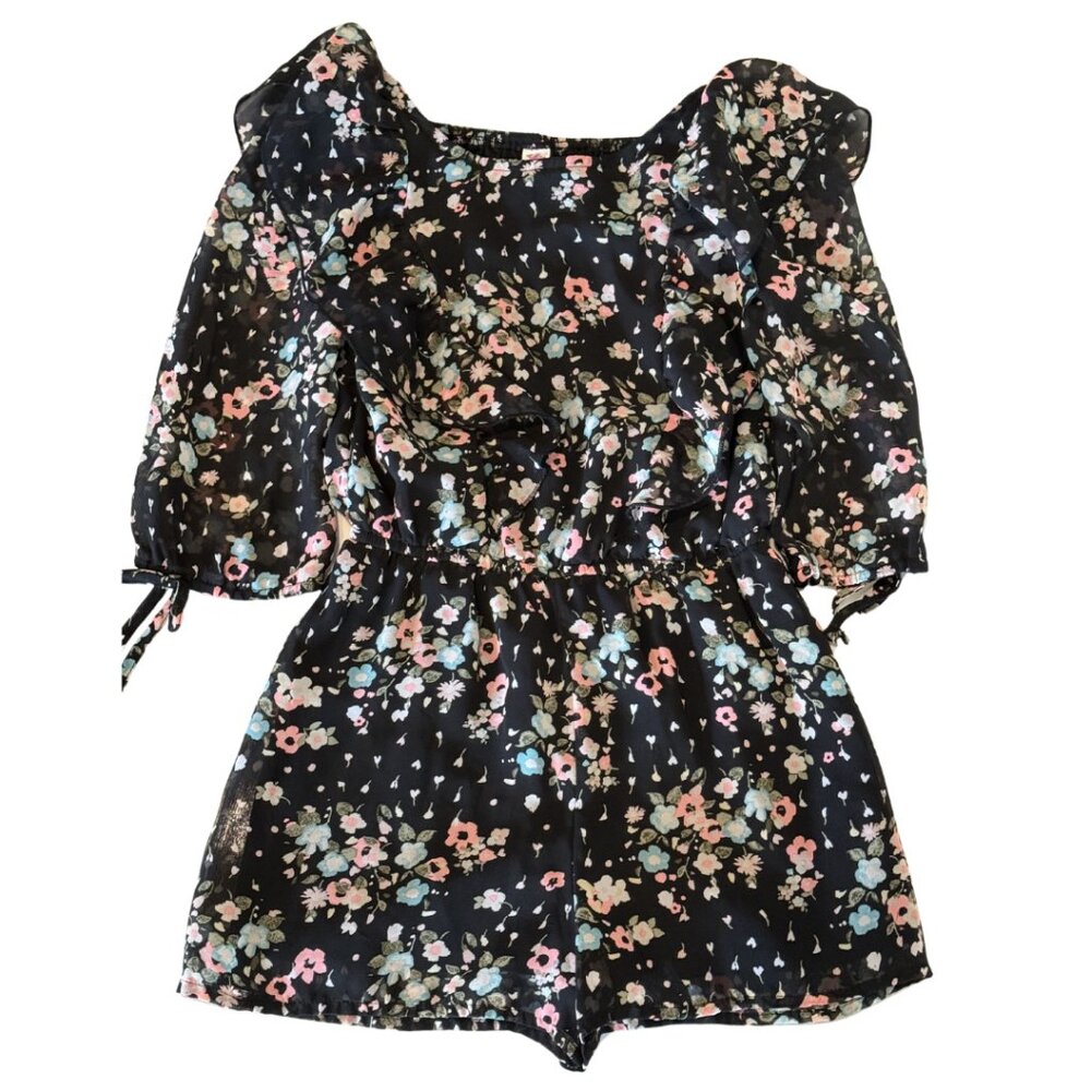 Justice Black Floral Jumpsuit